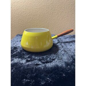 Vintage Shachi Enameled Saucepan With Wooden Handle Yellow
